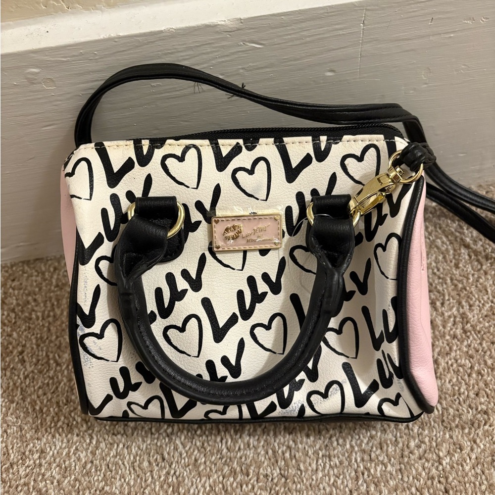 Betsey Johnson Black and White Handbag with Pink Accents